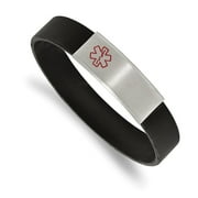 10.6mm Stainless Steel Brushed With Red Enamel Silicone Stretch Medical ID Bracelet Identification-Bracelet for Women