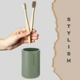 thumbnail image 4 of Chic Matte Green Bathroom Tumbler - Polyresin Toothbrush Holder, Modern Accessory for Vanity Countertop, 4 of 7