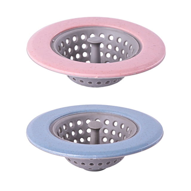 Colador de drenaje para fregadero de cocina, paquete de 2, tapón de silicona para fregadero de cocina con borde de acero inoxidable de 4,5 pulgadas de diámetro