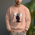 thumbnail image 4 of Men's 330g 100% Cotton Dropped Shoulder Crew Neck Sweatshirt-Grim Reaper Pattern, 4 of 15