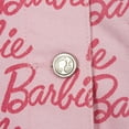 thumbnail image 3 of Barbie Little Girls' Long Sleeve Fashion Denim Jacket with Patch Appliques Pink Allover Logo Print with Barbie Ponytail and Heart Patches, 3 of 3