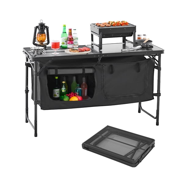 VEVOR Mesa de cocina para acampar, plegable, portátil, para exteriores, con 3 niveles de altura ajustable