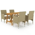 thumbnail image 1 of vidaXL 5 Piece Garden Dining Set Beige, 1 of 5