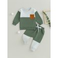 thumbnail image 2 of BblyThe Toddler Baby Boys Fall Outfits 0 6 12 18 24 Months 2T 3T Contrast Color Long Sleeve Sweatshirt and Elastic Pants Clothes Set, 2 of 9