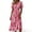 Pink-1, variant on QSAWXQZ Women's Floral Wrap Midi Dress Short Sleeve V Neck A Line Sundress Vacation Outfit Casual for Summer L