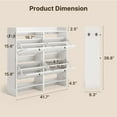thumbnail image 6 of Aiho Shoe Cabinet with 4 Flip-Up Drawers - Freestanding Narrow Storage Rack with Open Shelves, Space-Saving Design for Hallway/Entryway - White, 6 of 9