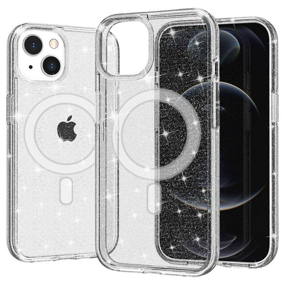 MagSafe Compatible Crystal Glitter Fusion Case for iPhone 14 - Clear