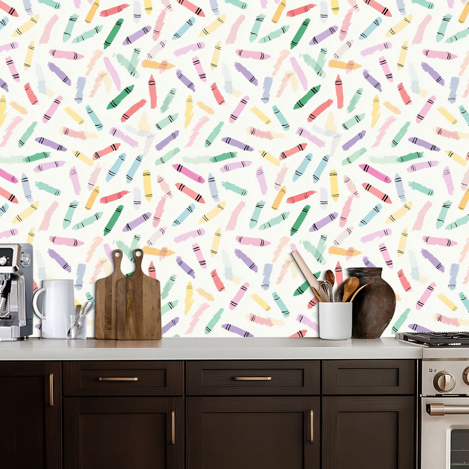 Peel and Stick Wallpaper Pastel Crayon Colorful Hand Drawn Strokes White Wall Mural 17.7in x 9.8ft Self Adhesive Removable Wall Paper Renter Friendly Wallpaper for Nursery Bedroom Classroom