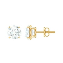Rosec Jewels 1 Ct Diamond Earrings Unisex - 5 mm Round Lab Diamond Stud with Screw Back (EF-VS Quality) - Ready to Gift, 10K Yellow Gold