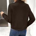 thumbnail image 5 of AVRNLIQ Womens Coffee Suede Crop Jacket Button Down Lapel Collar Long Sleeve Casual Lightweight Fall Outerwear,Size L, 5 of 8
