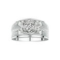 thumbnail image 1 of RYLOS Men's Rings Sterling Silver Rings Classic Designer Style 8X6MM Oval Gemstone &  Diamond Ring White Topaz April Birthstone Rings For Men,  Size 10, 1 of 7
