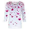thumbnail image 6 of Vetsdori Womens Valentine Tops Summer Plus Size Blouses Graphic Holiday,3/4 Sleeve Gifts for Girlfriend Fashion T-Shirts for Junior Crew Neck, 6 of 6