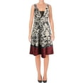 thumbnail image 2 of Rachel Rachel Roy Womens Paisley Knee-Length Cocktail Dress Black-Ivory 4, 2 of 3