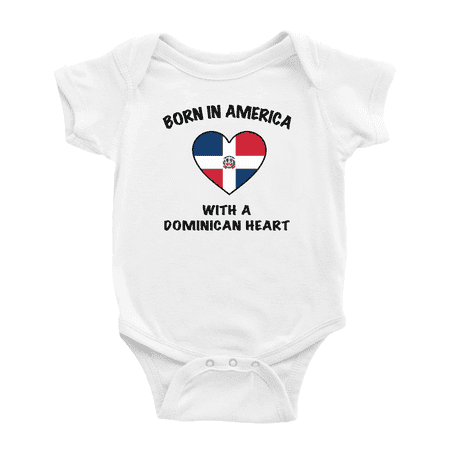 

Born In America With A Dominican Heart Cute Baby Clothing Bodysuits For Boy Girl