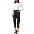 thumbnail image 2 of Pantalones de negocios casuales para mujeres INSPIRE CHIC, longitud recortada, pantalones de oficina con bolsillos, 2XL, negros, 2 of 6