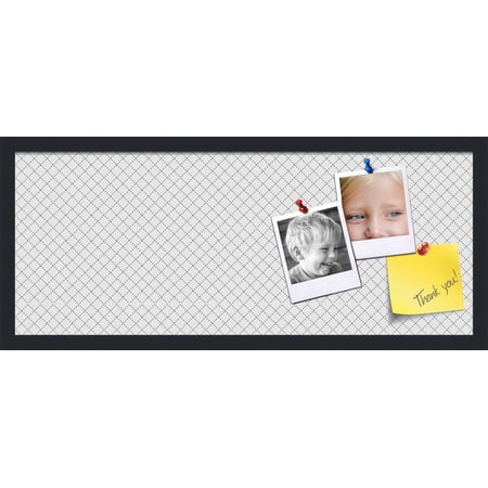 PinPix 30x12 Custom Cork Bulletin Board Grey Diamond Poster Board Has a Fabric Style Canvas Finish Framed in Grey Diamond by ArtToFrames (PinPix-126)