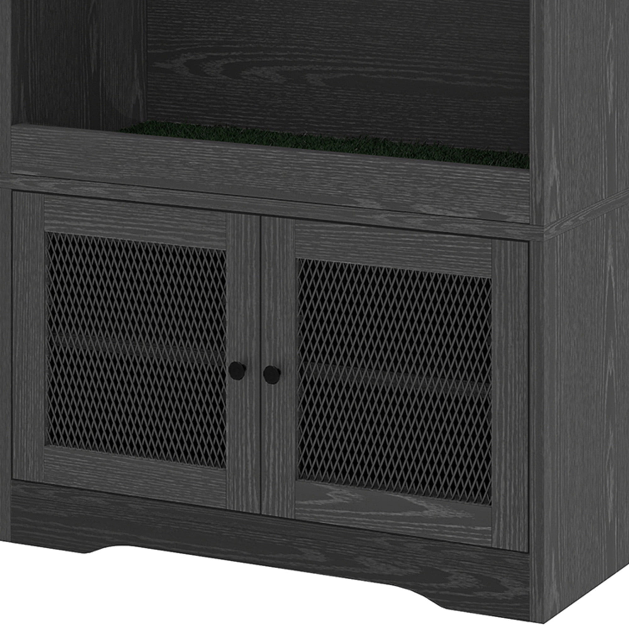 Uforic Golf Storage Cabinet with Wooden Organizer Rack and Golf Bag Stand - Matte Black