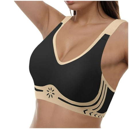 Gvdentm Wireless Bras for Women Womens Bra Comfort Powerful Push-up Seamless Bra Smoothing No Underwire Anti Sagging Minimizer Bras for Women Black S
