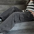 thumbnail image 5 of CPNG Girls Baggy Cargo Jeans Y2K Kids Straight Wide Leg Loose Casual Cargo Denim Trousers with Multi-Pocket(Dark Gray,13-14 Years), 5 of 9