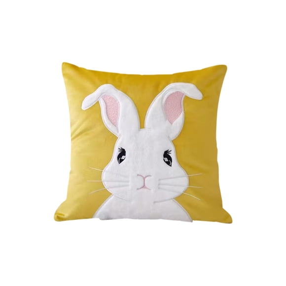 Eoozwa Simples Series Easter Pillow Cover Cute Rabbits Printed Sofa Cushion Cover Holiday Decoration