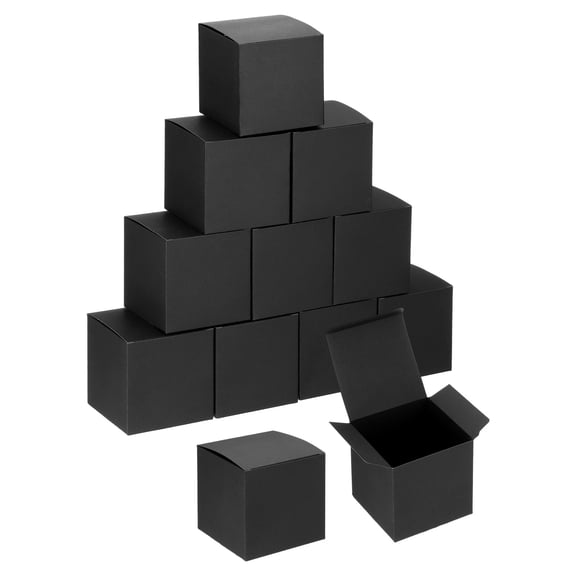 Uxcell 4x4x4 Inch Mini Kraft Paper Storage Box, 10Pcs Small Square Paper Gift Package Mini Party Favor Boxes for Bridesmaids Weddings Christmas Holidays Birthdays, Black
