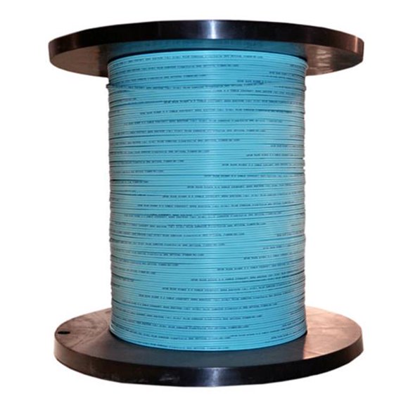 Cable Wholesale 11F2-312NH 12 Fiber Indoor Distribution Fiber Optic Cable with Multimode 50 & 125 OM3, Plenum Rated Spool, Aqua - 1000 ft.