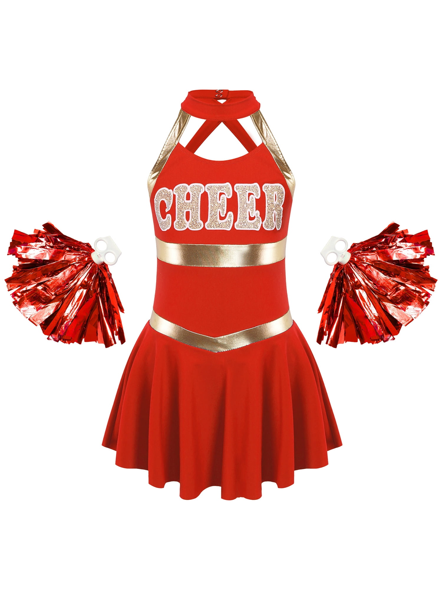 renvena Kids Girls Cheer Leader Costume Halloween Carnival Cheerleading