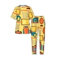 thumbnail image 3 of Womens Pajamas Set Loungewear Short Sleeve Top Long Pants Pj Sets with Pockets, Sports Pattern With Basketball, 3 of 6