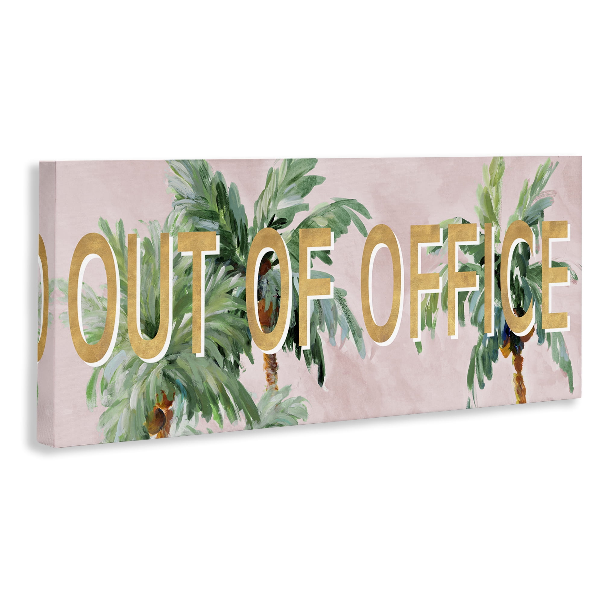 Stupell Industries Out Of Office Palms Typography Painting Gallery Wrapped Canvas Art Print Wall Art, 30 x 13