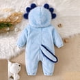 thumbnail image 6 of CUZIBR Baby Halloween For Boys Girls Fuzzy Onesie Animal Romper Jumpsuit Hooded Zip Up Long Sleeve Funny Dress-up Party Clothes,Light Blue,3-6 Months, 6 of 7