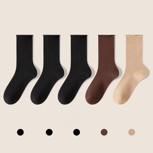 Calcetines de mujer hasta media pantorrilla de color liso, cómodos, cálidos, transpirables, multicolores, de algodón