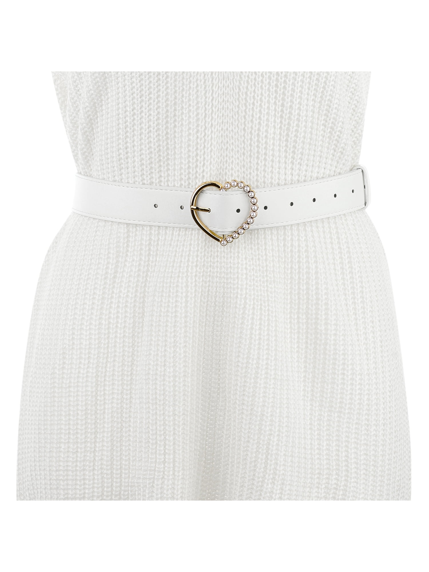 1296 Stylish Women\'s Belt Heart-shaped Buckle With Beads Belts Encrusted BKE Western Heart Belt - Women main image 2