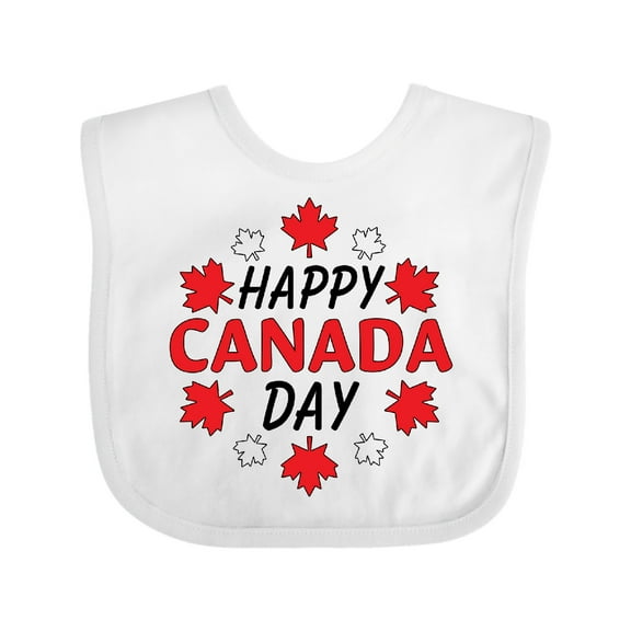 Inktastic Happy Canada Day- Maple Leaf Circle Boys or Girls Baby Bib