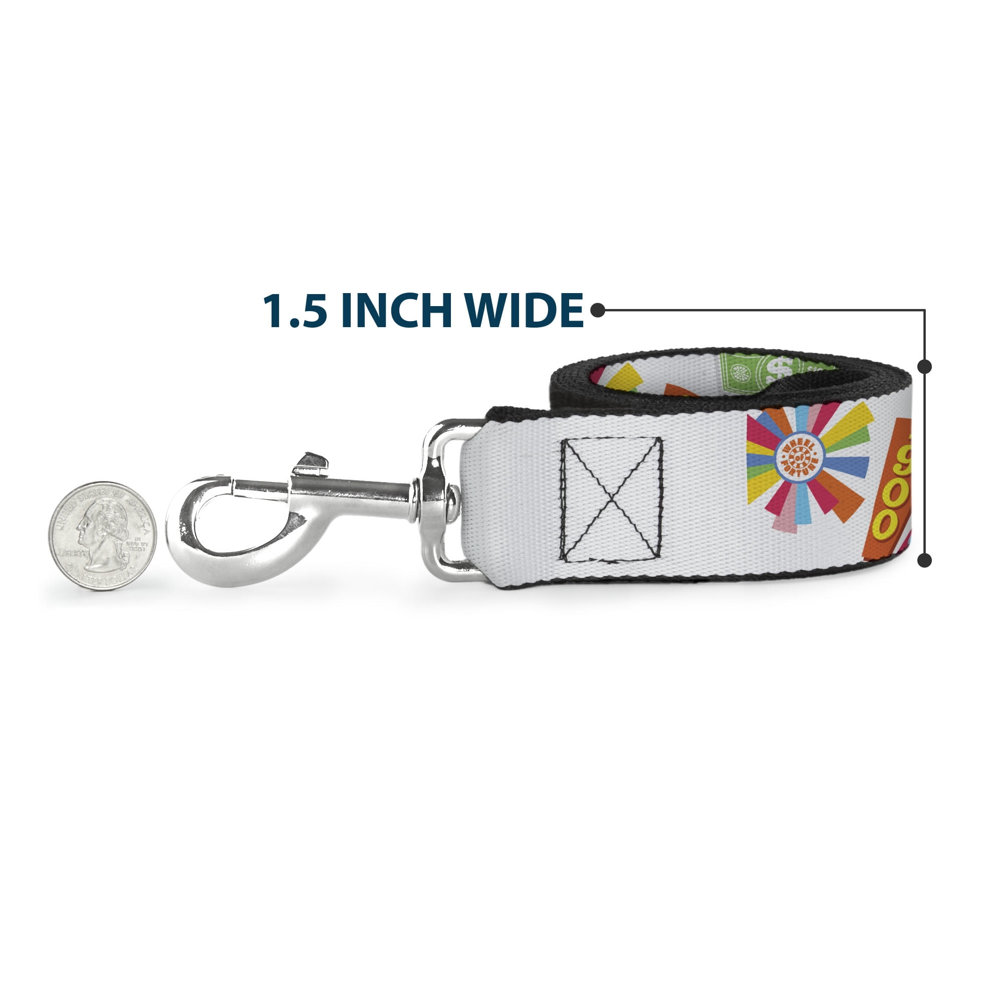 Sony Pictures Pet Leash, Dog Leash, Wheel of Fortune Go For a Spin Prize Collage Multi Color, 6 Feet Long 1.0 Inch Wide
