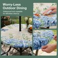 thumbnail image 3 of Round Outdoor Tablecloth with Umbrella Hole and Zipper, Blue Hydrangea Fitted Table Cover with Elastic Edge for 36-44 Inch, Spring Summer Eucalyptus Vintage Beige Waterproof Patio Tablecoths, 3 of 9