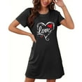 thumbnail image 4 of Sakmal Oversized Nightgowns Women Lightweight Breathable Black Pajama Dress Short Sleeve Short Love Print Crew Neck Nightgowns S-2XL, 4 of 5