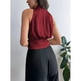 thumbnail image 2 of Women'S Pleated V Neck Sleeveless Blouses Office Dressy Shirts Red XS, 2 of 6