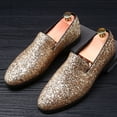 thumbnail image 3 of Zapatos de gran tamaño, zapatos de cuero puntiagudos, estilo coreano, zapatos de hombre personalizados con lentejuelas, zapatos de guisantes, 3 of 6