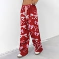 thumbnail image 4 of Hearthz Womens Pajama Pants Drawstring Wide Leg Valentine's Day Bowknot Woman Lounge Pants Baggy Soft Comfy Lightweight Sleepwear Bottoms, 4 of 6