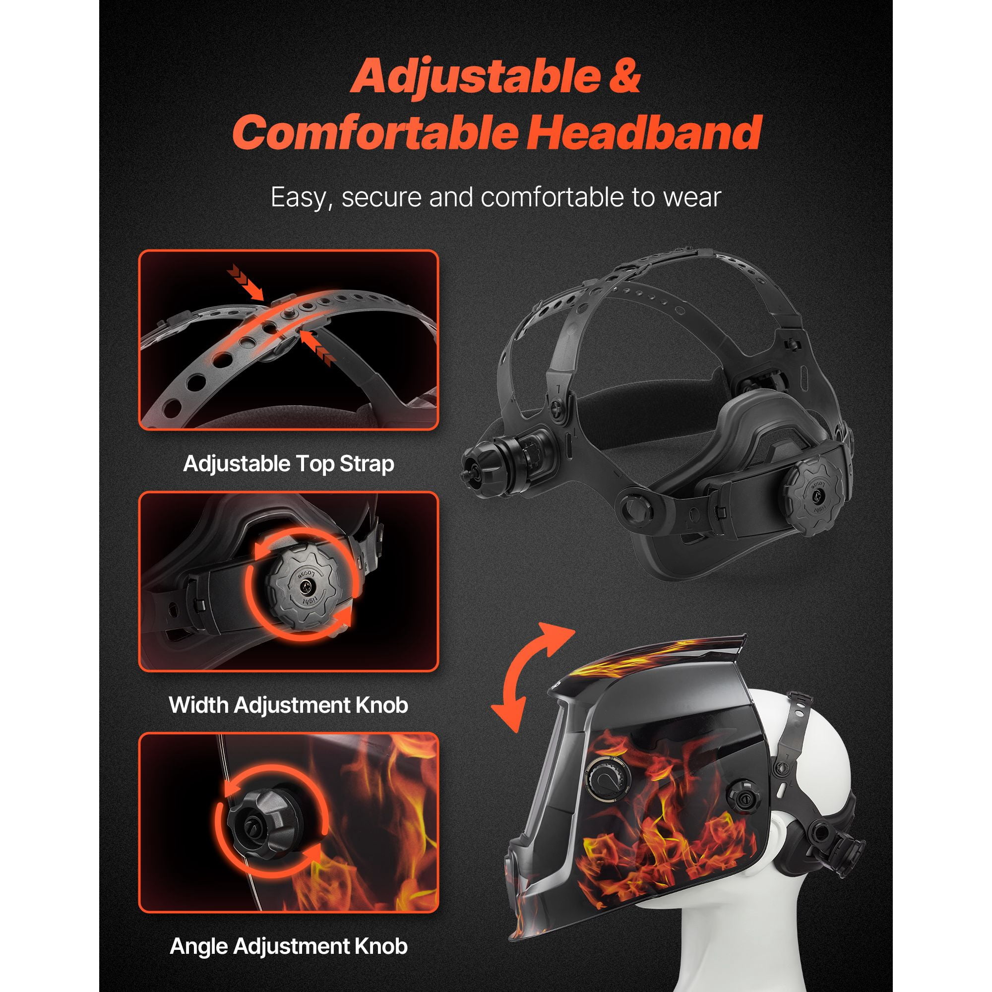 Auto Darkening Welding Helmet, True Color Technology 3.66x1.69 Inch Viewing Screen, 1/20000s Response, DIN 4/9-13 Adjustable, Solar Powered for Welding and Grinding