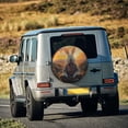 thumbnail image 5 of Salouo Flower Meditating Rabbit Print Spare Tire Cover 14-17 inch Spare Tire Protector Universal Tough Tire Wheel Cover for Trailer SUV and Truck-16 inch, 5 of 6