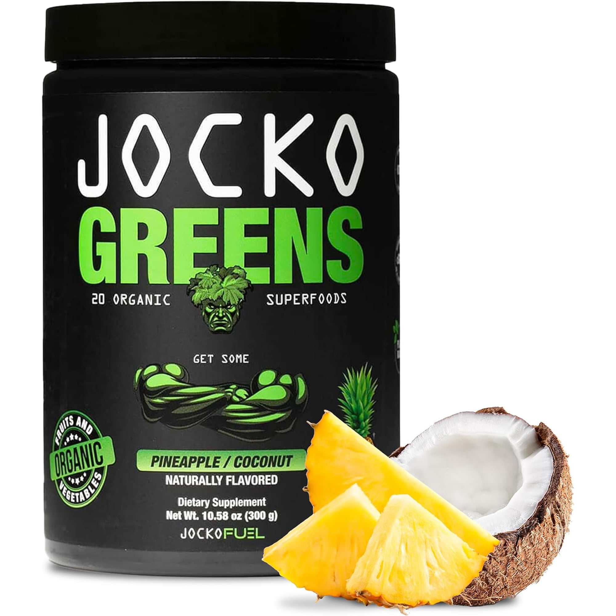Jocko Fuel Greens Powder (Coconut/Pineapple Flavor) - Organic Greens & Superfood Powder - 30 Servings
