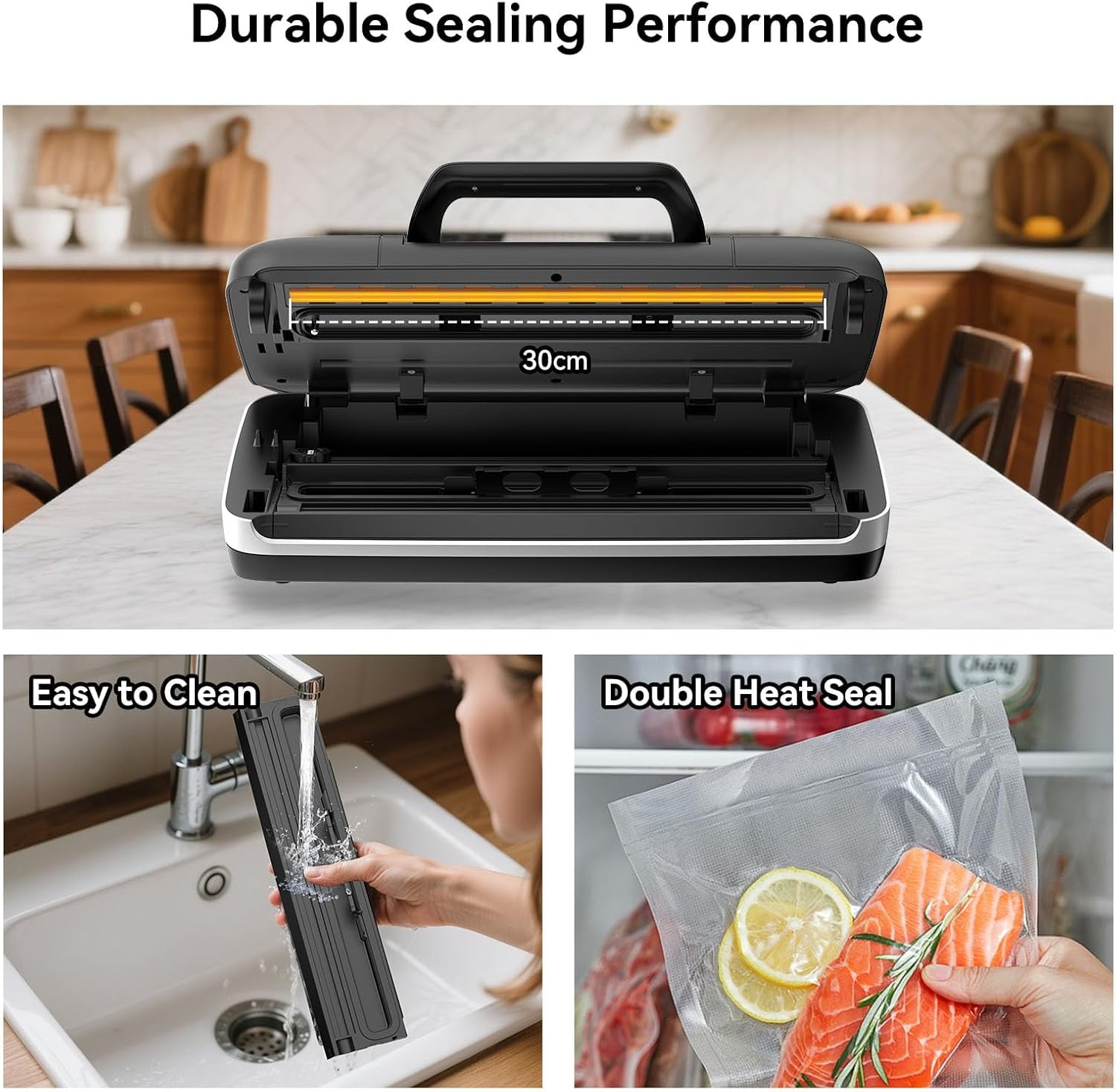 Commercial Grade Vacuum Sealer Machine, 10-in-1 Full Automatic Food Saver with One-Touch Handle for Dry/Moist/Liquid Foods