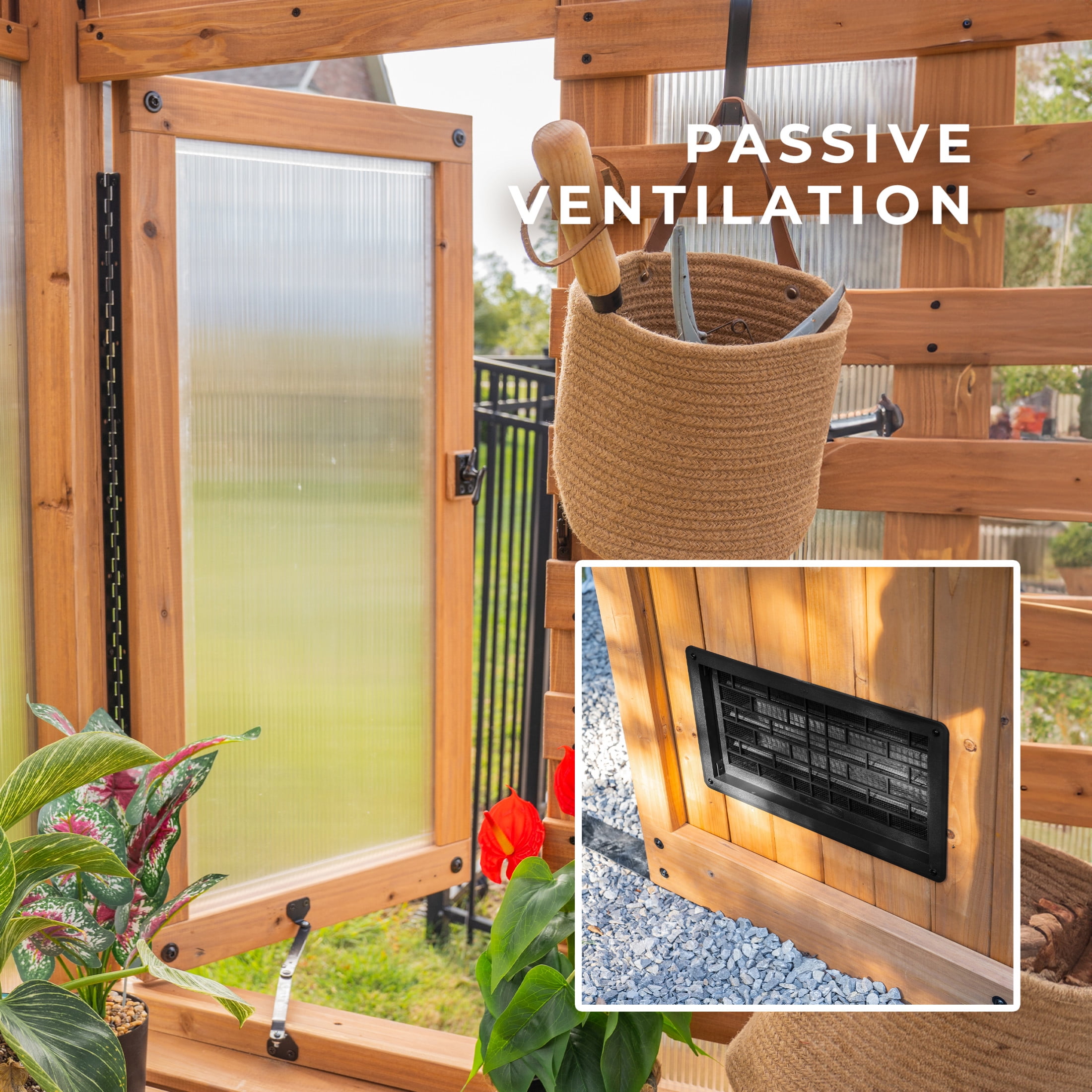 Backyard Discovery Bellerose 11' x 7' Cedar Wood and Polycarbonate Greenhouse Kit, Pergola