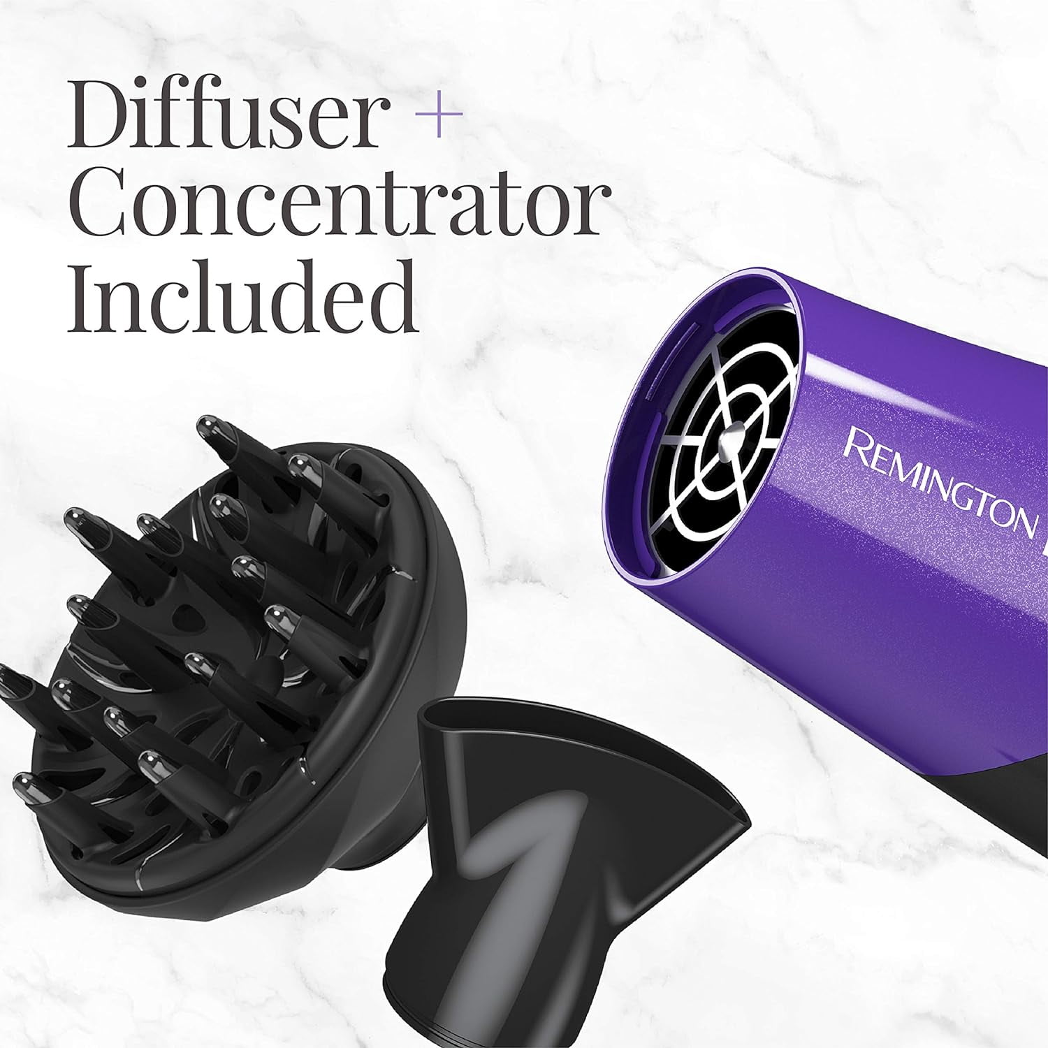 Remington Damage Protection Hair Dryer with Ceramic + Ionic + Tourmaline Technology, Purple, 3 Piece Set