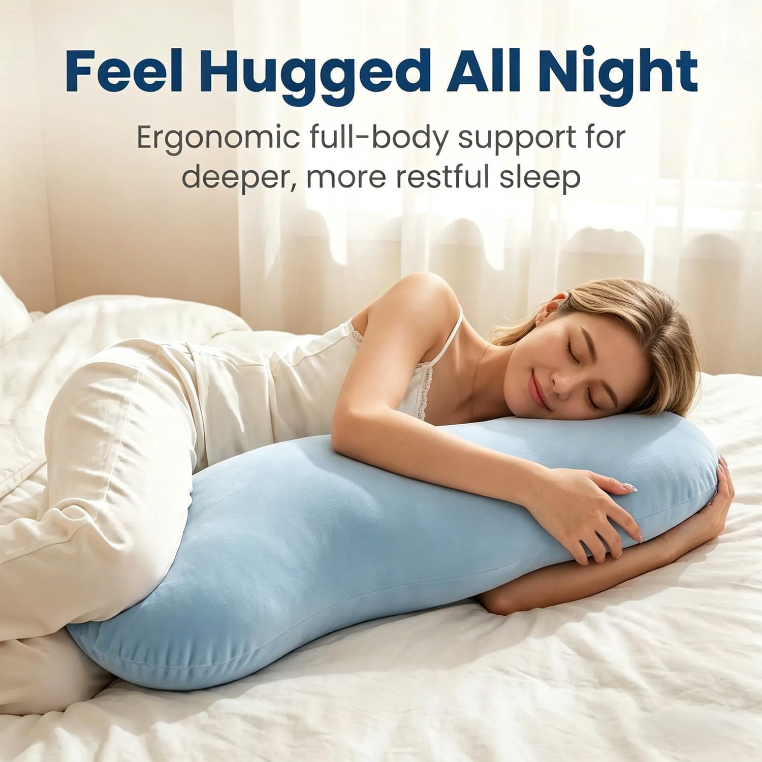 Pea Pod Body Pillow for Adults  Side Sleeper,  Soft and Supportive Pillow for Sleeping