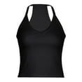 thumbnail image 4 of Sexy Tank Tops Woman Summer Rib Knit Deep V Neck Halter Tops Slim Fit Solid Casual Workout Yoga Blouses (Small, Black), 4 of 5