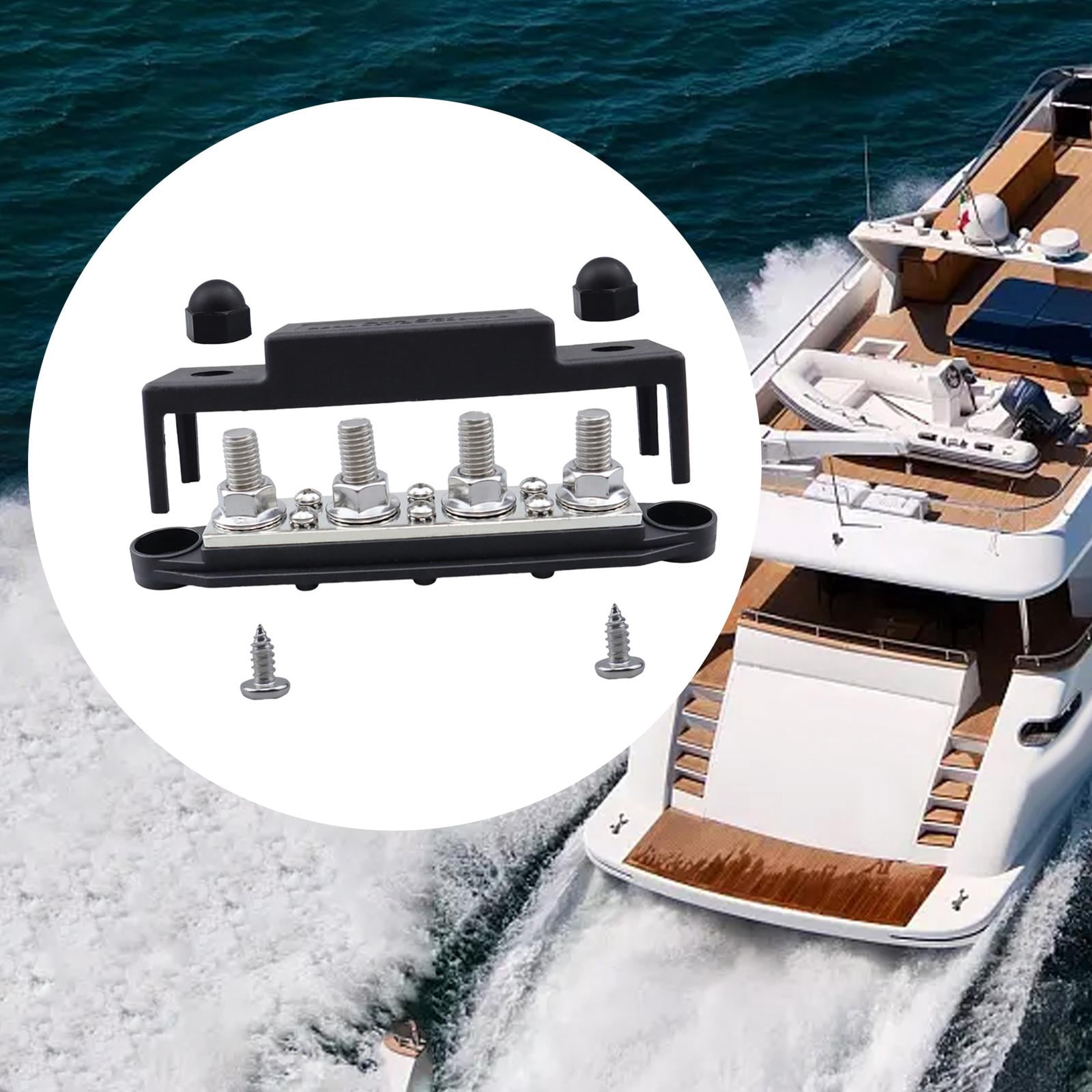 Baoblaze Power Distribution Block 300A Bus Bar Terminal Block for Marine RV Boat Black M8 5 16 Studs