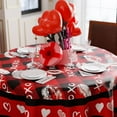 thumbnail image 4 of Valentines Day Red and Black Buffalo Plaid Lip Prints Tablecloth Cloth Round Washable Table Covers for Indoor Outdoor Table Home Party Decorations 60x60 Inch, 4 of 6