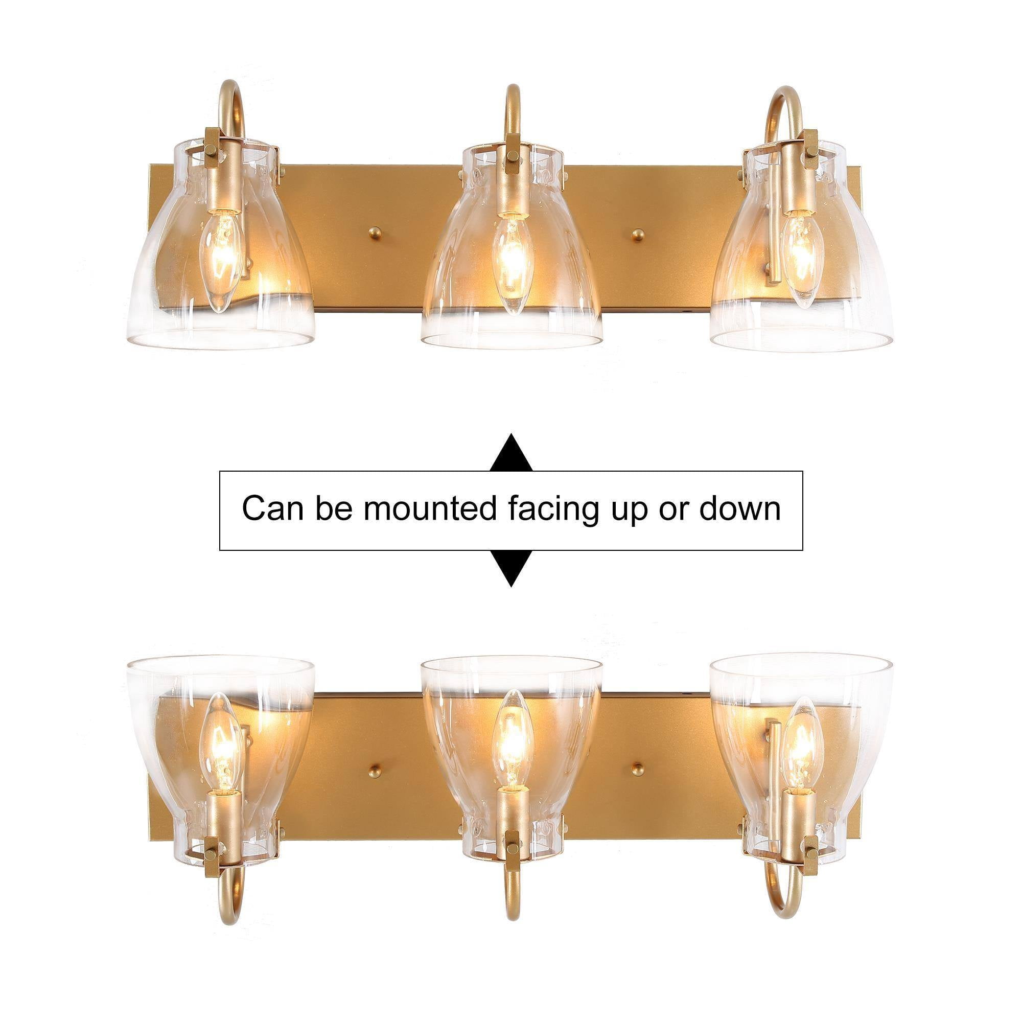 LNC 3-Light Modern Gold Bathroom Vanity Lights with Glass Shades for Bathroom, Powder Room